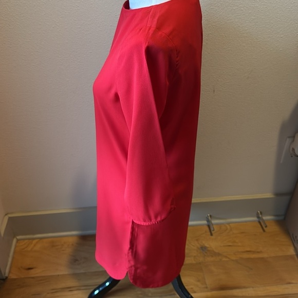 Charming Charlie red shift dress lightweight 3/4 sleeves Sz S - Picture 3 of 4